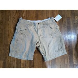 Polo‎ Ralph Lauren Mens Distressed Khaki Cargo Shorts Tan Cotton Size 38 Utility